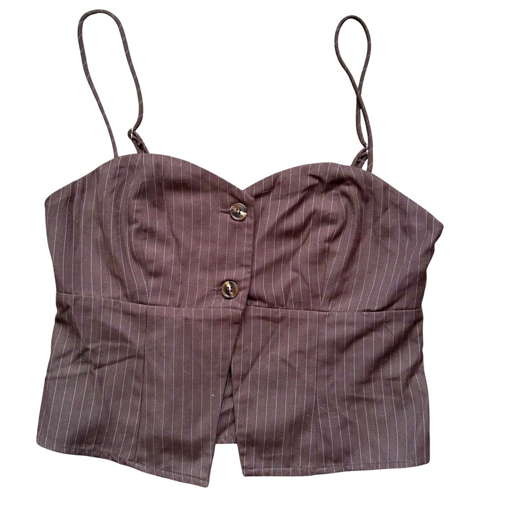 Babydoll Office Siren Pinstripe Corset Camisole Top MJ9189T Womens Small